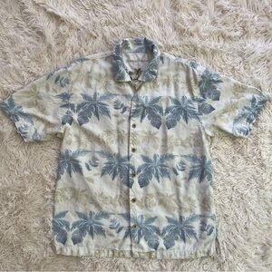 Tommy Bahama Blue and Cream Floral Button Down Shirt